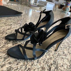 Ladies black satin 3" heels